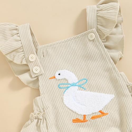 Newborn Western Clothes Goose/Duck Print Romper Ruffle Sleeveless Bodysuit with Headband Baby Farm Outfit3