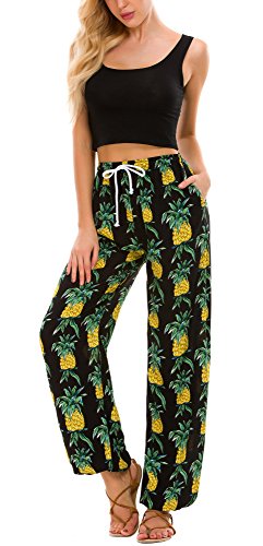 Urban CoCo Women's Floral Print Summer Boho Pants Harem Beach Vacation Pants2