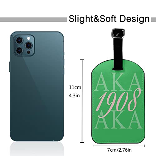 Aka 1908 Luggage Tags Pink Green Simple Creative Lettering As Known As Abbreviation Privacy Cover ID Label with Strap and Address Card for Travel Bag Suitcase, 1 Pack2