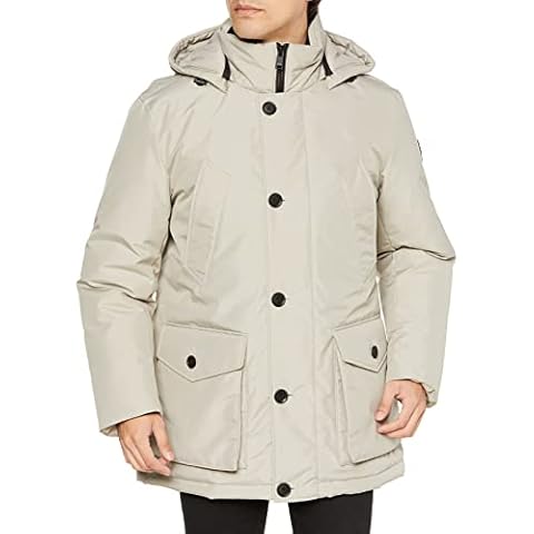 BOSS Herren Osiass Relaxed-Fit Parka aus Ottoman-Gewebe Hellgrau 54 Cover