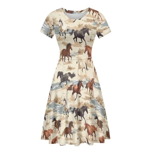 Image of Biyejit Women's Summer Casual Short Sleeve T-Shirt Swing Dress Crew Neck Plus Size S-4XL