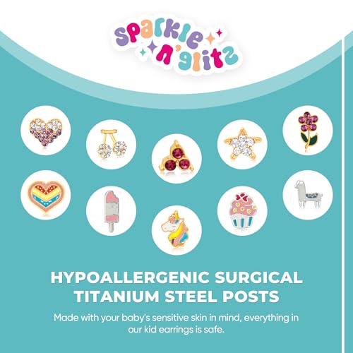 Sparkle N'Glitz 20 PACK STUD EARRING SET | Hypoallergenic Earrings For Girls | Girls Earring Set4