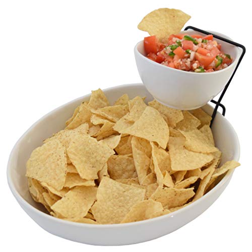 2 Tier Chip and Dip Serving Set- Snack Serving Tray- Salad Bowl Serveware