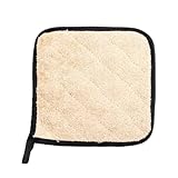 Chef Approved 8" x 8" Terry Cloth Pot Holder | Commercial Heat Resistant Hot Pad Non-Slip Grip Oven Pan Grabber for Kitchen Restaurant Catering Buffet Service | Square, Beige, Poly-Cotton Blend