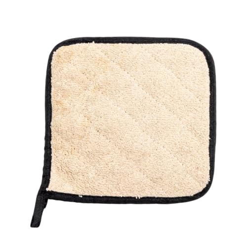 Empura - Chef Approved 8" x 8" Terry Cloth Pot Holder | Commercial Heat Resistant Hot Pad Non-Slip Grip Oven Pan Grabber for Kitchen Restaurant Catering Buffet Service | Square, Beige, Poly-Cotton Blend