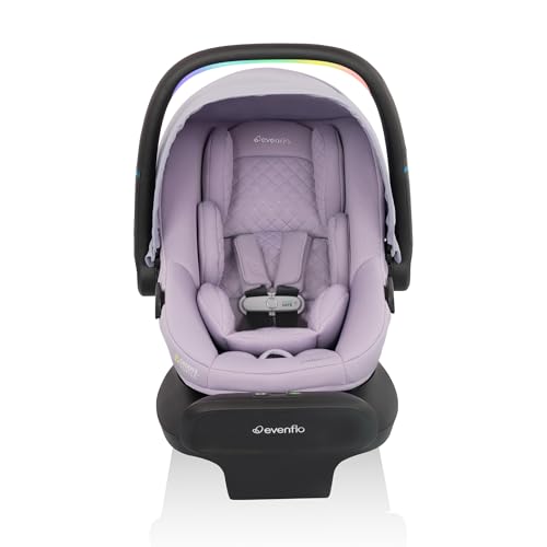 Evenflo LiteMax NXT Rear-Facing Lightweight Preemie and Infant Car Seat 3-30lbs with SensorySoothe. Easy Install with Base (Agate)