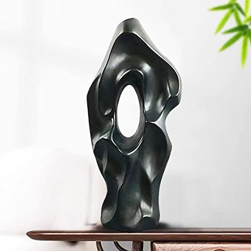 Modern 14.5" Tall Black Ceramic Vase, Decorative Home Decor Accessories, Handmade Flower Vases for Flower Centerpieces Table Floor 37cm