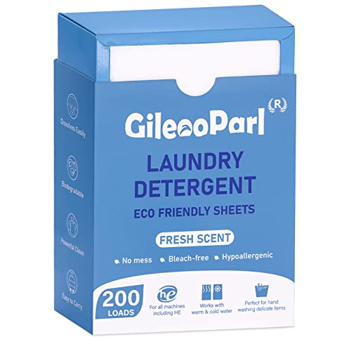 200-Loads Eco-Friendly Laundry Detergent Sheets - Fresh Scent - For Home/Travel/Apartment/Dorm - Gileooparl Laundry Detergent Strips Biodegradable & Hypoallergenic - 200 Count #TOP2