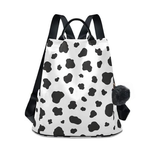 Sac à dos femme anti-vol noir et blanc 17L : fermeture arrière et poignée cuir