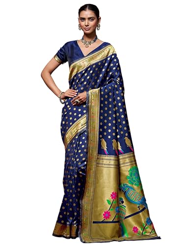 Image of EthnicJunction Women's Silk Blend Woven Paithani saree With Blouse Piece | Wedding Saree | Heavy Saree