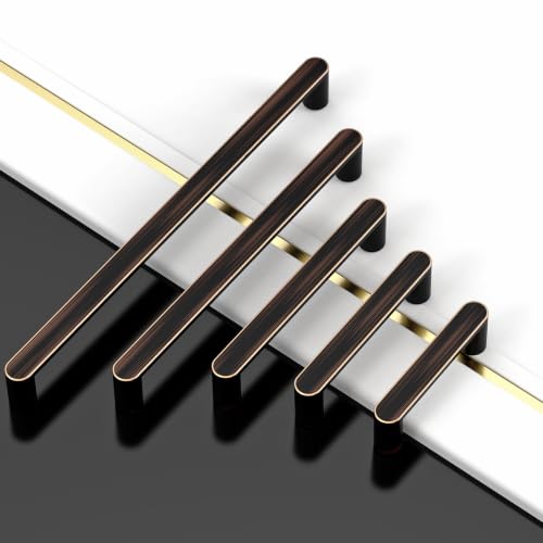 Image of Asidrama 10 Pack 5 Inch(128mm) Oil Rubbed Bronze Kitchen Cabinet Handles, Cabinet Pulls Kitchen Cabinet Hardware Cupboard Handles Drawer Pulls 3644