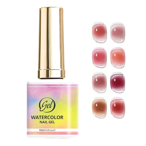 Gel Para Uñas - Kit De Manicura Para Acuarela Degradado Con Pegamento,Gel Base Para Diseño De Uñas De 15ml De Curado Rápido - Para Salón Hogar Boda Fiesta San Valentín Cumpleaños Viaje Mujeres