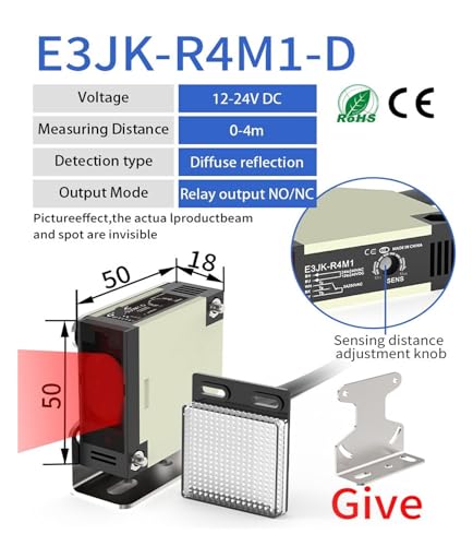 Sensor óptico E3JK-R4M1 retrorreflectante cuadrado con interruptor de proximidad 4M 3