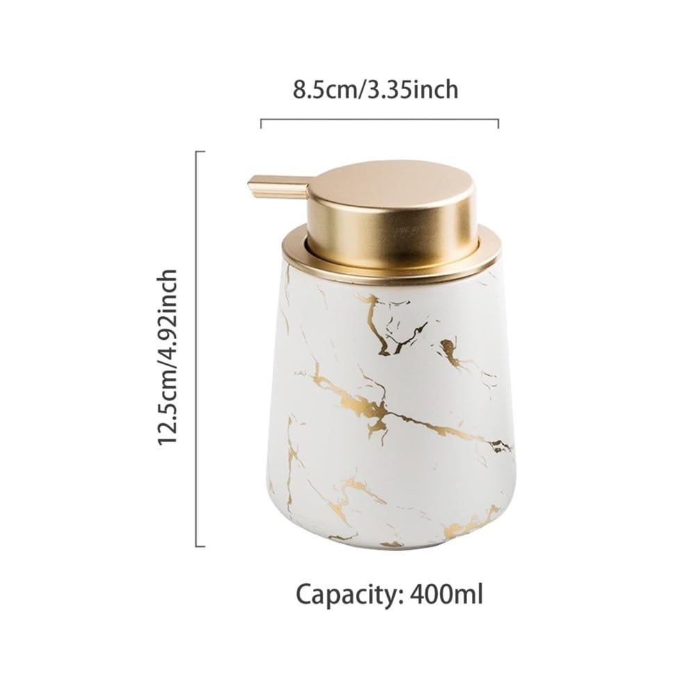 Dozownik mydła łazienkowego Dozownik mydła do łazienki - 400 ml, matowy, marmurowy, ceramiczny, do blatu Dozowniki łazienkowe