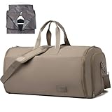 Outplea 47L Bolso Viaje Grand Hombre Mujer, Multibolsillo Portatrajes Viaje con Compartimento para Zapatos, Macuto Viaje para Yoga, Bolsa Deportiva para Regalo, Caqui
