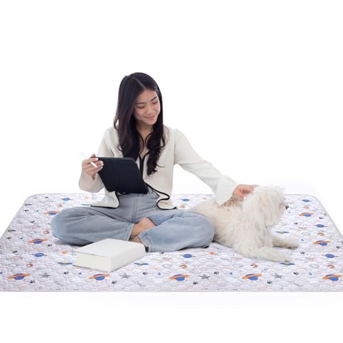 TiTiSNUGY 洗えるペットシーツ ペット用おしっこマット 猫 犬用 おしっこパッド ペットマット 洗濯機で丸洗い 繰り返し使える 超吸収 漏れ防止 滑り止め 介護 速乾 四季通用 【140x90cm 2枚セット 天体柄】