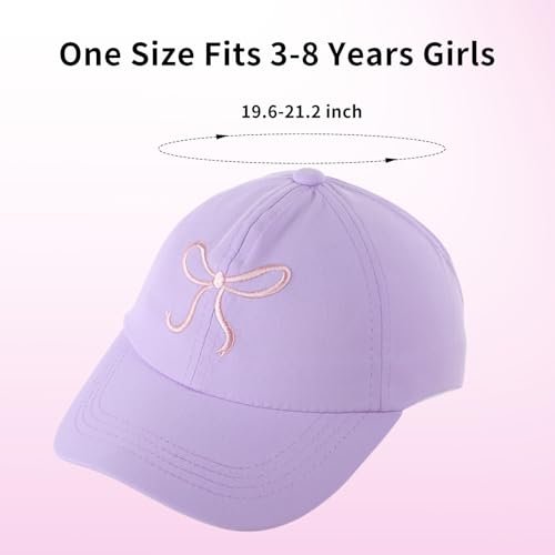 Kids Baseball Hat Visor, Bow Tie Baseball Cap, Little Girls High Ponytail Sun Hat, Embroidered Beach Hat 3-8 Years4