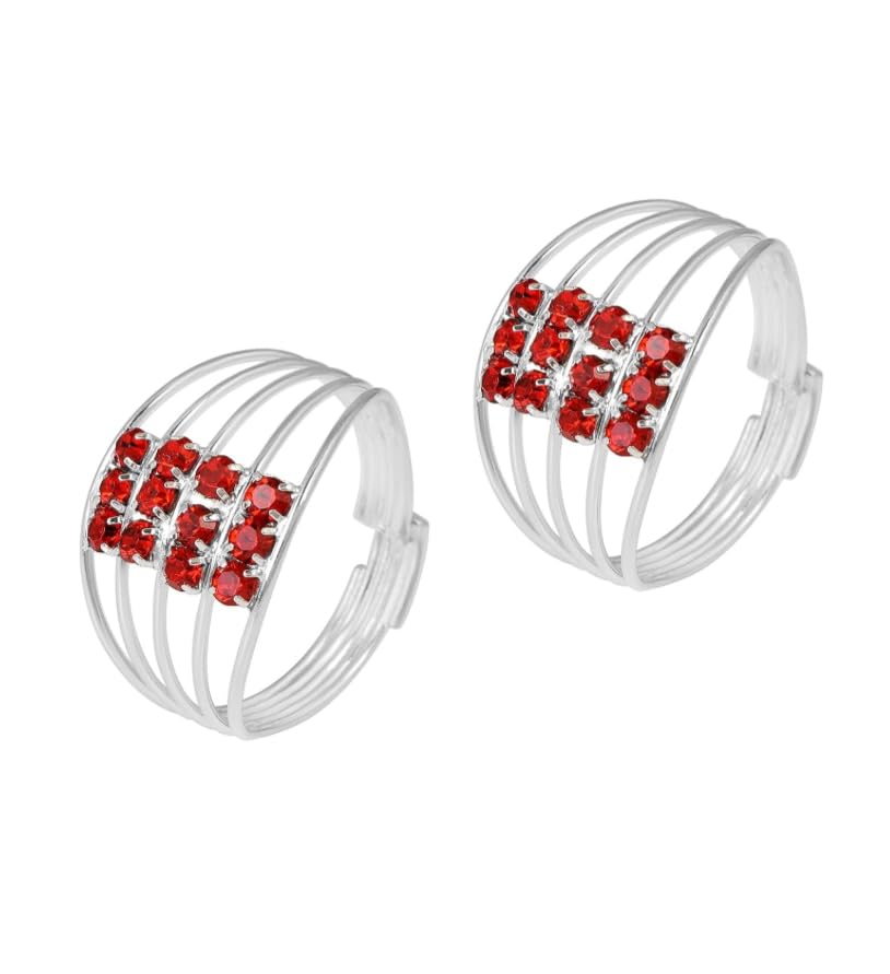 smarnn Toe Ring Red White Zircon for Women Girls (Pack of 4)-picture-41