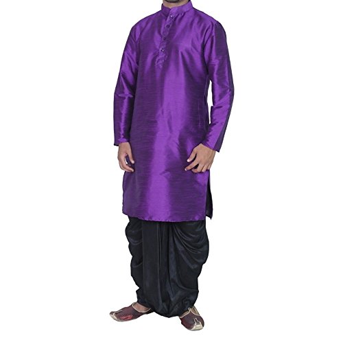 Kurta de Seda para Hombre Wondercraft Color Morado Traje Étnico Elegante