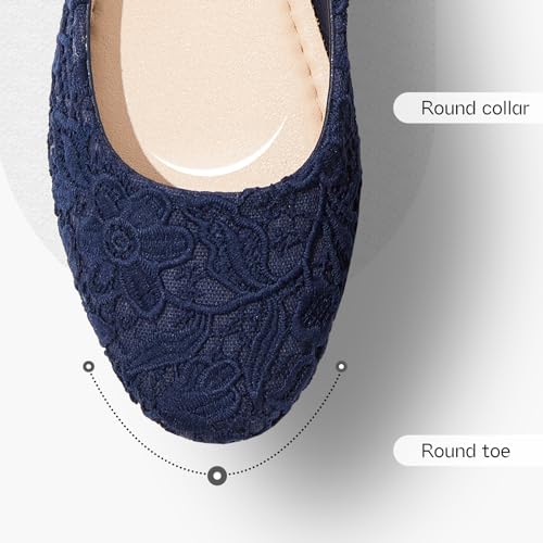 Image of Shupua Dress Shoes for Women Round Toe Flats Shoes Lace Ballet Flats Dressy Comfortable Foldable Flats Low Heel