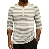 Men’s Casual Loose 3/4 Sleeve Henley Shirts Fashion 3 Button Blouses Printed Crew Neck Comfortable Pullover Tops