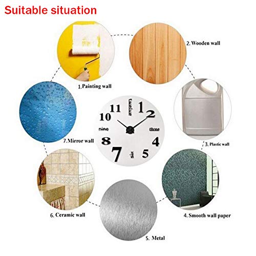 Reloj de pared moderno 3D silencioso sin marco 23 pulgadas miniatura 5
