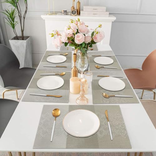 Image of Amazon Brand - Umi PVC Vinyl Multi Wave Design Placemat ST10002TH - Heat Resistant, Wipe Clean, Anti-Skid Table Mats for Dining Table, KitchenHome Decor (30x45 CM Multi Set of 6)