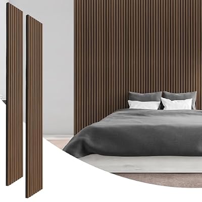 Fuairmee 2-Pack 94.5 * 12.6 Inches 3D Modern Acoustic Wood Wall Panels Walnut Color Soundproof Wood Slat Panel for Interior Wall For Homes, Offices, Studios, 2 Pack in Total 94.5"x25.2"