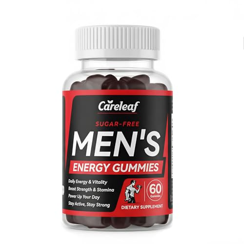 careleaf Men's Energy Gummies - Testosterone Support to Enhance Male Energy, Stamina, Endurance & Prostate Health - Testo Gummy with Maca, Ginseng, Horny Goat Weed, Pumpkin Seed & Zinc, 60 Ct
