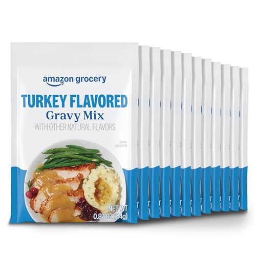Amazon Brand - Happy Belly Turkey Flavored Gravy Mix, 0.87 ounce each, 12 Count (Pack of 1)