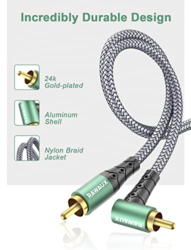 RAWAUX Cavo Audio RCA 90 Gradi 3M, Cavo Audio