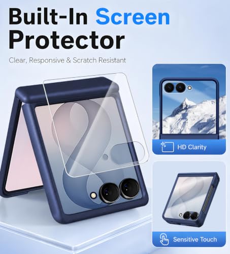 Image of STORMTAL Magnetic for Samsung Galaxy Z Flip 8 case, Hinge Protection, Built-in Screen Protector, Shockproof, Compatible with Magsafe, Rugged Phone Case for Z Flip 8 Blue