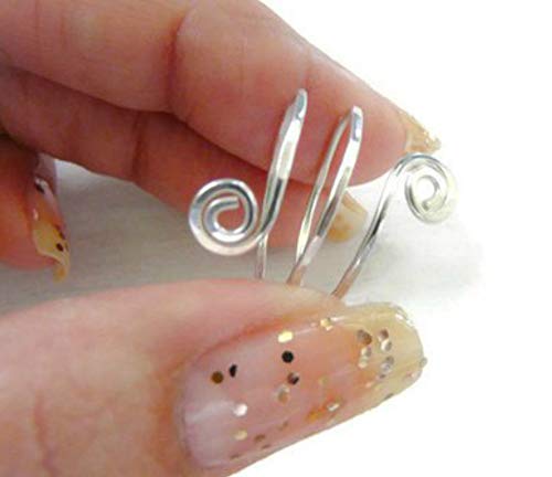 Miniatura 2 de Plata de ley Doble Espiral Wire Wrap ajustable facetado anillo de pulgar