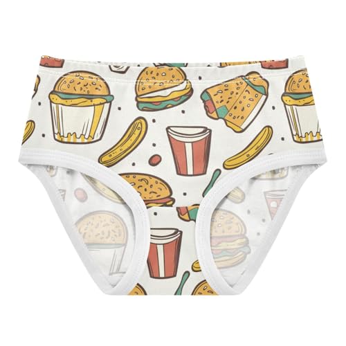 ZZKKO Fast Food Hamburger Girls Underwear Toddler Panties for Girls Comfort Brief Size 8Y