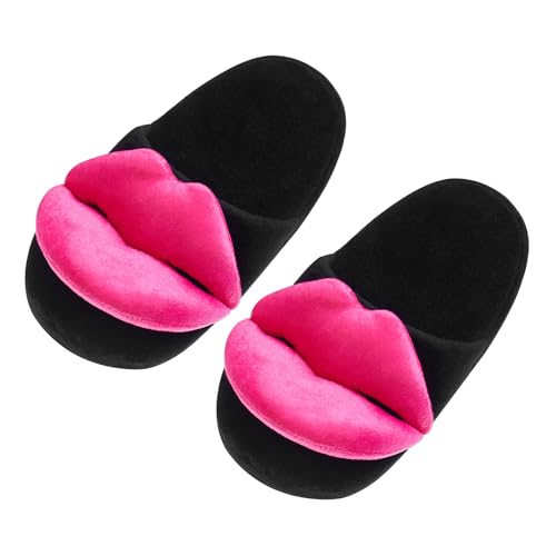 HKYFNNBW - Zapatillas divertidas para mujer y hombre, modelo de broma, suaves, de felpa, antideslizantes, zapatillas para el Día de San Valentín, zapatillas para el hogar, para parejas, negro 1, Talla