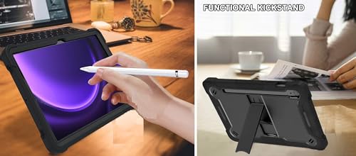 Image of WHITBULL Dual Layer Heavy Duty Shockproof Cases Covers with Built-in Stand Compatible with Samsung Galaxy Tab S9 (11 inch) / Tab S9 FE /Tab S10 Lite /Tab S10 FE 10.9 inch (Black)