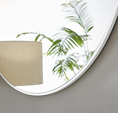 Furniturebox UK Emma Extra Large 100cm Round White Metal Wall Mirror, Living Room, Hallway, Dining Room - Stylish, Modern Circle Mirror - Image 3