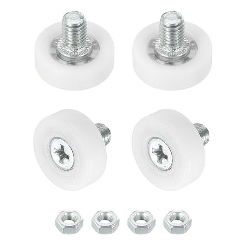 sourcing map Drawer Rollers Nylon Cabinet Drawer Pulley Replacement Wheels Bearing 19mm Drawer Positioning Roller Slide Guides with Nuts for Furniture Parts Cupboard Wardrobe Pack of 4