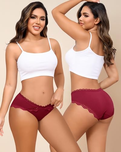 LEVAO Cotton Underwear for Women Lace Cut Out Bikini Panties Stretch Ladies Cheeky Briefs 6 Pack S-XXL4