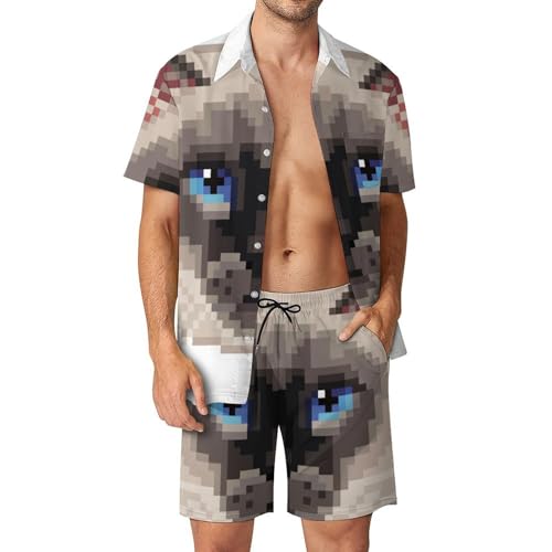 Chemise hawaïenne homme chat et short : l'ensemble léger contre la chaleur