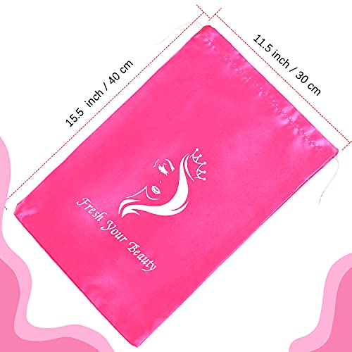 AliLeader 6 Pcs Wig Storage Bags with Drawstring - Travel Bag & Large Storage for Bundles, Wigs, Extensions & Tools - Mix Black and Pink3