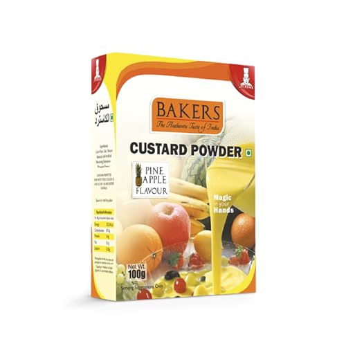 Image of BAKERS Custard Powder | Pineapple Flavor | (100g x 6, 600g) | Contains No Eggs | Long Shelf Life | Makes Smooth, Creamy, Testy & Juicy Custard | Quick & Easy to Make |Best For Fruit Salads & Puddings