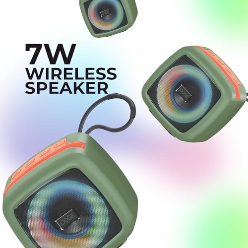 Image of OOGE Vibebox 1000 Bluetooth Speaker | 7W Wireless Speaker with AUX & USB Port | RGB Lights | Type-C Charging | Bluetooth 5.3 | Deep Bass | Compact & Stylish | Green
