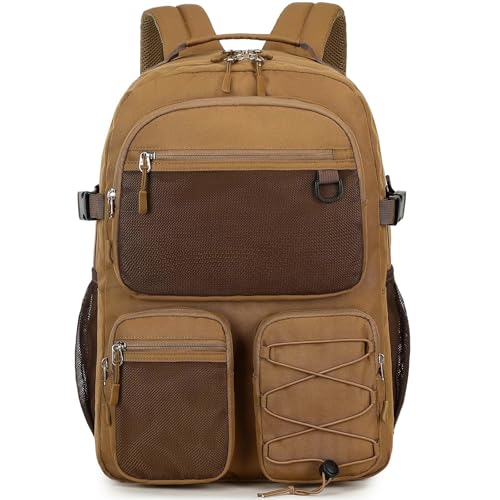Image of Lohol Water Resistant Backpack for School Travel College Travel, Large Bookbag with Mulitiple Pockets for Men and Women (Brown)