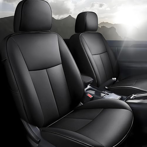Image of AOMSAZTO Custom Fit Car Seat Covers for Nissan Altima: 2013 2014 2015 2016 2017 2018 S SV SR 2017-2018 SL Full Set Faux Leather Waterproof Car Seat Covers Black