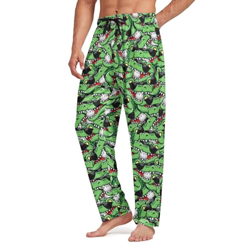 Mens Funny Pajama Pants Soft Sleep Pants for Men Crocodiles Lounge Pajama Bottoms with Pockets Drawstring3