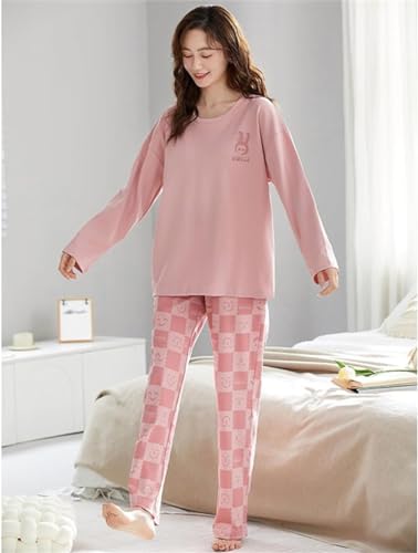 Big Girl Teens Pajamas Outfits Cotton Long Sleeve Tee Pullover Top+ Pants Loungewear PJ Clothes Set2