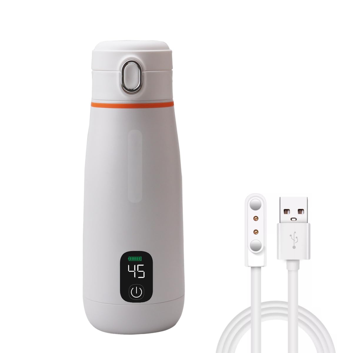 Portable Chauffe Biberon usb rechargeable Chauffe-Lait 350Ml Chauffe-Eau Pour Eau, Lait, Lait Maternel Tempérture Réglable 37°C a 55°C, Couvercle thermostatique pour la voiture, l'extérieur