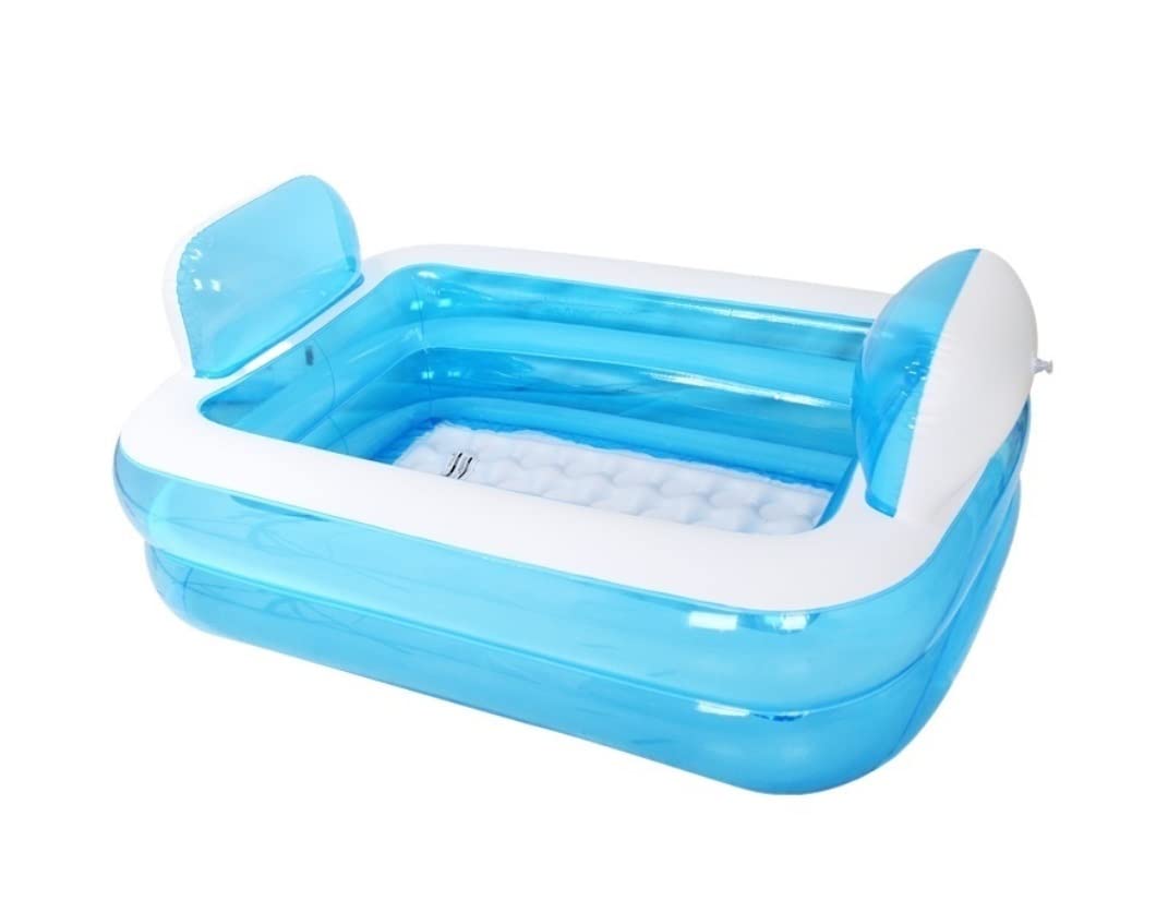 Totiki Blue Paddling Pool Paddling Pools Inflatable Swimming Pool With Pillow Summer Water Fun Bathtub Above Ground Garden(Blue)