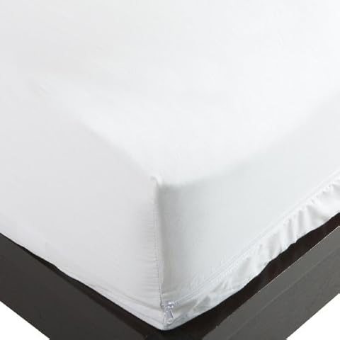National Allergy Premium 100% Cotton Zippered Mattress Protector - Full Size (54" x 75") - 9-inch Deep - White - Breathable 300 Thread Count Hypoallergenic Cover - Advanced Encasement